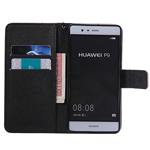 Nancen Huawei P9  5 2 Zoll  H  lle  Flip-Case PU Leder Handytasche - Praktisches Design mit Magnetverschluss Standfunktion Brieftasche und Karten Slot