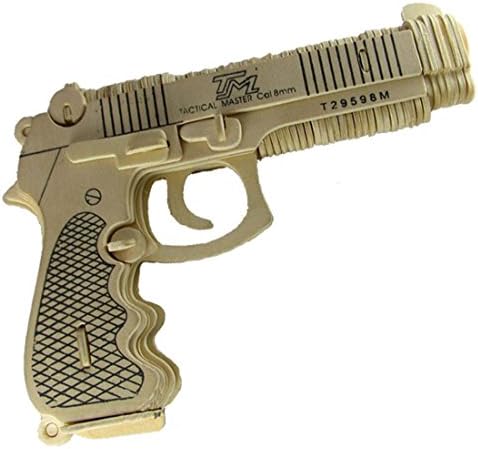 DDYTJ Woodcraft Construction Kit gift for children color design educational DIY toys 3D Wooden jigsaw puzzle assembly handmade wooden model (Pistol model)