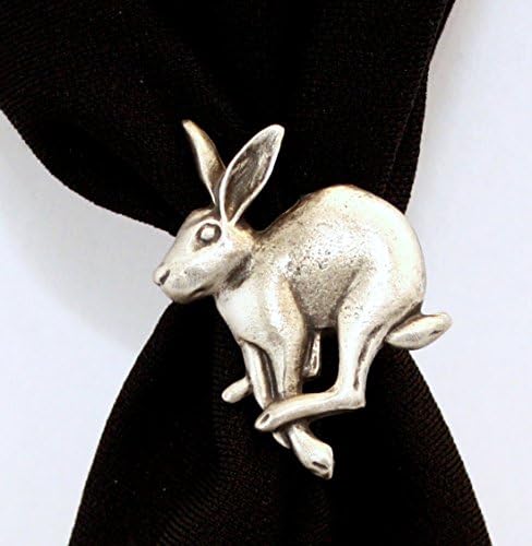 Running Hare Scarf Ring, English Pewter, Handmade in Great Britain, rabbit (h)