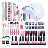 Kit Vernis Semi Permanent Saint-Acior Lampe UV/LED 36W Machine à Ongle Débutant Manucure Soak Off Gel Polish Gel UV Vernis à Ongle Gel Topcoat Basecoat Lime Nail Art Ongle 10 Pots 8ml