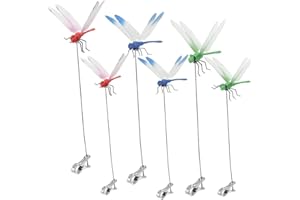 AGDLLYD 6 Stück Libellen Clip,3D Libellen Gartenstecker,Dragonfly Garten Pfähle,Fliegenschreck,Kolibri Pfähle,Hirsch und Pferdefliegenschreck,Gartenvögel und Fliegen,Abschreckgeräte für drinnen und draußen