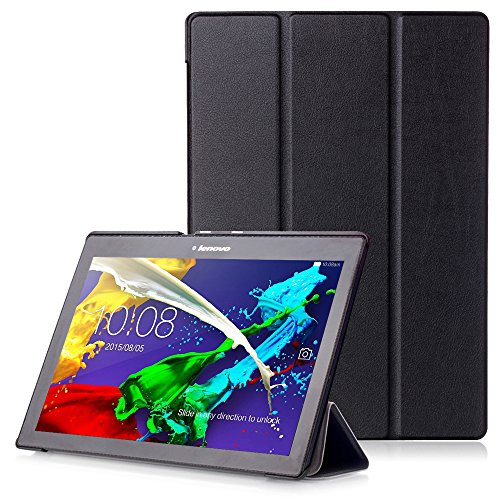 Lenovo Tab 2 A10 / Tab3 10 Plus / Tab3 10 Business Hülle - Schutzhülle mit Auto Aufwachen / Schlaf Funktion für Lenovo Tab 2 A10-30 / A10-70 / Tab3 10 Plus / Tab3 10 Business 10.1" Tablet, Schwarz