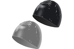KINIZUXI Silicone Gorro de Natación Unisex 2 Piezas, Gorro de Natación para Mujeres y Hombres,Gorro de Natación de Silicona Elástico y Resistente Al desgarro