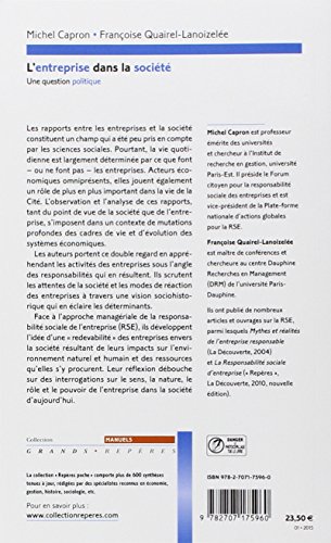 Book's Cover of L'entreprise dans la société