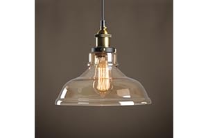 LIGKIN Lampada a Sospensione Industriale Vintage Lampadario in Vetro E27 Lampada a soffitto Paralume in Vetro Illuminazione a Soffitto per camera da letto Soggiorno Ristorante Loft