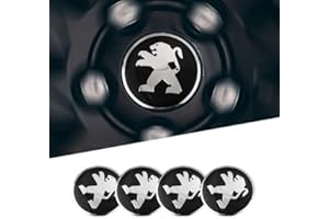 TONPOP 4 pièces 56 mm Autocollants de Capuchons centraux de moyeu de Voiture pour Peugeot 206 307 308 3008 207 208 407 508 2008 5008 107, Capuchons de Garniture de moyeu Central de Roue Autocollants,Black-