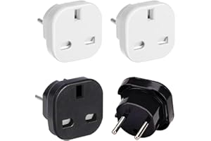 HERFAIR UK to European Plug Adapter,4 Pack EU Travel Adaptor Europe Converter Type C, E, F for Spain, France, Italy, Portugal, Germany, Netherlands, Greece, Poland, Turkey and More