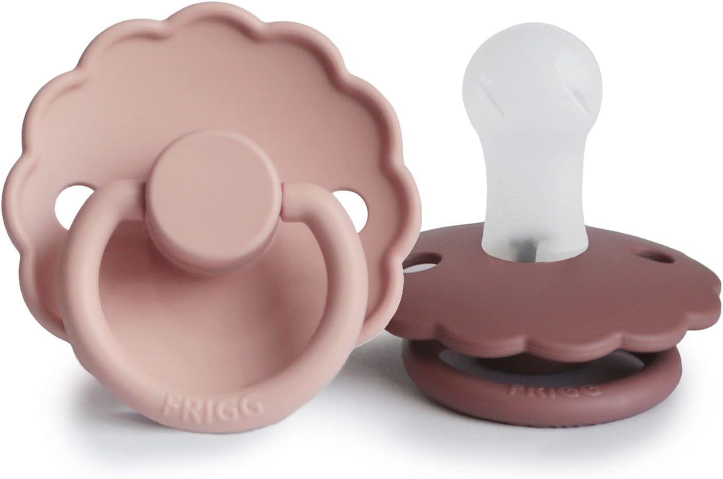 FRIGG Daisy Chupete 2-Pack | Chupete de silicona | Sin BPA | Fabricado en Dinamarca | Tetina simétrica tipo cereza | (Cream/Blush, Talla 1 (0-6 Meses))