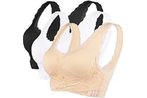 Litthing Reggiseno Sportivo Wireless di Pizzo Reggiseno da Donna Senza Giunte Comodo Reggiseno Senza Ferretto Reggiseno Push up da Ginnastica Yoga Allenamento Running Boxing