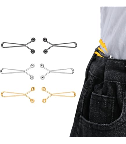 12 Set Fibbie Regolabili Per Pantaloni - Metalliche, Multicolore - Per Cucire Su Vestiti - Foto 10