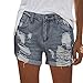 Produktbild Dasongff Damen Jeansshorts Basic in Aged-Waschung Jeans Bermuda-Shorts Kurze Hosen aus Denim High Waist Kurze Hose mit Quaste Ripped Loch Hotpants Shorts S-3XL