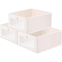 lompyeu Scatole Portaoggetti (40 x 27 x 17 cm), Organizer Armadio in Tessuto, Contenitori per Armadio con Finestra Trasparente per Vestiti, Libri
