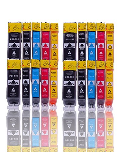 20x Kompatible Druckerpatronen mit CHIP für Canon Pixma IP4850 IP4950 IX6550 MG5150 MG5250 MG5350 MG6150 MG6250 MG8150 MX885, MX715, MX895 kompatibel zu PGI-525, CLI-526BK, CLI-526C, CLI-526M, CLI-526Y. Sie erhalten 4 x schwarz 525BK 4 x schwarz 526BK 4 x cyan 526 4 x rot 526M 4 x yellow 526Y mit Chip kompatibel (Black , Cyan , Magenta , Yellow) - 2