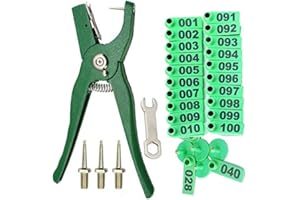 Hefddehy Livestock - Pinza per orecchio animale con numero 001-100 Tag per orecchio e 3 pin per attaccare le marche 'orecchio per i suini di pecora bovina