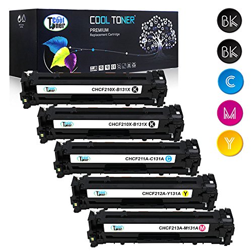 Cool Toner 5 Pack kompatibel toner für 2*CF210X 1*CF211A 1*CF212A 1*CF213A für HP LaserJet Pro 200 color M251n M251nw, MFP M276n M276nw,Schwarz 2.400 Seiten, Color je 1.800 Seiten (131A 131X)
