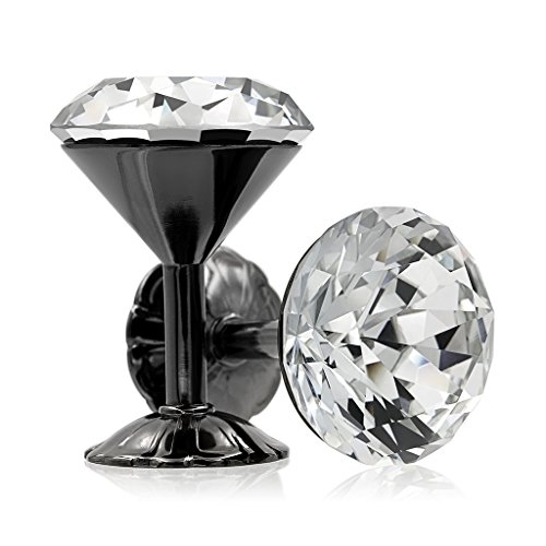 btsky ein Paar Extra Groß, 60 mm Glas Kristall Vorhang halten Rücken Raffhalter Wandhaken Quaste Halter mit Chrom Boden schwarz - 3
