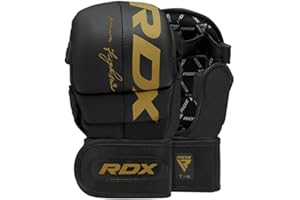 RDX MMA Sparring Gloves Martial Arts, Muay Thai, Kickboxing, Ventilated Open Palm for Grappling, Karate Mitts for Adults