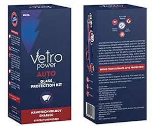 Vetro Power Auto: Rain Water & Oil Repellent Glass Protection Kit 80ml | Hydrophobic Nano Coating Spray | Waterproof Rainproof Coat for Car Windshield Mirror & Windows