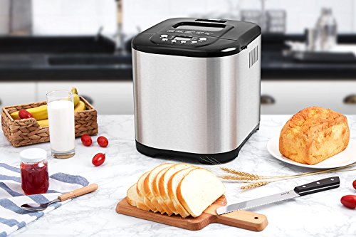 Aicok Brotbackautomat, 2.2LB Programmierbare Brotbackmaschine Edelstahlgehäuse mit 15-Stunden-Verzögerungs-Timer, 15 Programmen – Glutenfreie Vollweizen-Brotbackmaschine - 6