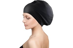 Dalephoric Cuffia Piscina Donna Capelli Lunghi, Cuffia Nuoto Silicone, Impermeabile, Elastica Comoda, Cuffie da Nuoto, Swimming Cap, per Dreadlocks, Trecce, Ricci e Afro, Nero