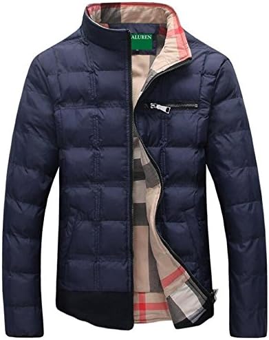 Men's Winter Warm Lightweight Stand Collar Down Padded Puffer Jacket Coat Outwear , dark blue , m