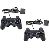 2x Wired Controller für PS2,Dual Vibration 6-Achsen Gamepad für Playstation 2 (Schwarz)