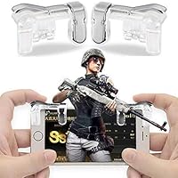 K3 PUBG Mobile Game Controller, Gamers Yard 1 Pair Sensitive Game Triggers for PUBG/Knives Out/Rules of Survival L1R1 Game Joysticks Gamepad for Android iOS Phones Transparent (Metal)