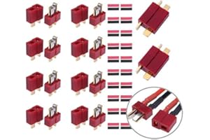 FLY RC 10 Pairs Deans T Plug Connectors Male and Female with 20pcs Shrink Tubing for RC LiPo Battery