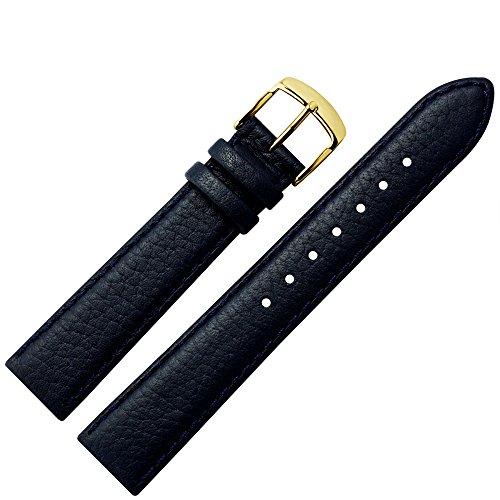 Uhrenarmband 18mm Leder blau Rindsleder, genarbt, mit Naht - Uhren Ersatzarmband mit farblich angepasster Schliee - Marburger Uhrenarmbnder seit 1945 - dunkelblau / gold Uhrenarmband 18mm Leder blau Rindsleder, genarbt, mit Naht - Uhren Ersatzarmband mit farblich angepasster Schliee - Marburger Uhrenarmbnder seit 1945 - dunkelblau / gold