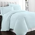 Pizuna Pure Combed Cotton Queen Duvet Cover 220x230 cm, Baby Blue, 400 Thread Count Cool Breathable 100% Long Staple Cotton Sateen Weave Quilt Cover & 2 Pillowcases (Baby Blue Bedding Set)