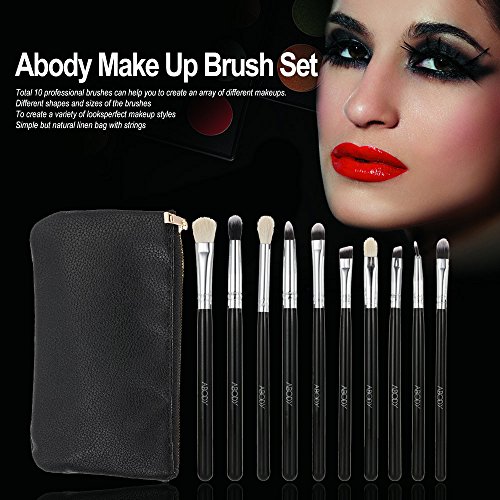 Abody 10St Augenpinsel Set Make-Up Pinselset Kosmetik zum Auftragen von Augen mit Schwarzer Tasche - 6