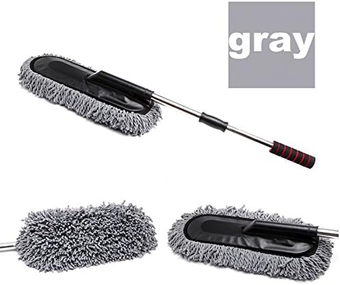 car cleaning Dust Remover, Removal Telescopic Handle Static Microfiber Car Wax Cartridge Car Wash Mop , Car Accessories Indoor Use Cleaning Tools (gray)