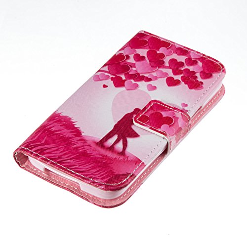 SKYXD für Samsung Galaxy S5 Mini Hülle Leder Romantic Couples Folio Klappbar Handy Tasche Schutzhülle [Magnet / Brieftasche Kartenfach / Standfunktion] Klapphülle mit [Handyanhänger + Eingabestift] Zubehör Set für Samsung Galaxy S5 Mini Case Bookstyle Flip Leather Cover With [Stylus and Dust Plug] - 5