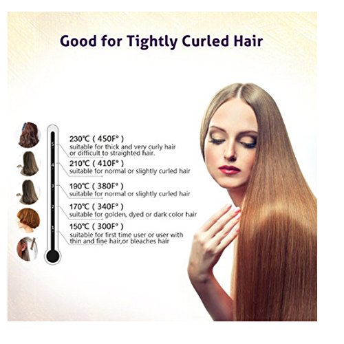 Beauty Nymph Haarglätter-Bürste LCD Elektrische Keramik Haarglätter Kamm und Hitzeschutzhandschuh (Braun) - 6