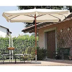 PEGANE Parasol centré rectangulaire 3 x 4 m Coloris Bois Teck Polyester 180 GR