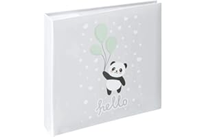 Hama Album photo "Hello Panda" (pour 200 photos au format 10 x 15 cm, petit album de taille 22,5 x 22 cm, 100 pages blanches, panda, avec emplacement pour CD, élégant) Turquoise/Noir/Blanc