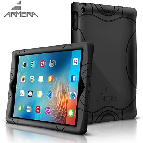 Armera New iPad 2017 Case 9.7 Designer Thin [Heavy Duty] Shockproof [Cute] [Kids Safe] Protective Silicone Cover for Apple iPad 2017 generation (New iPad 2017, Black)