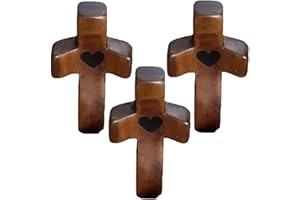 HPYSHP Cross My Heart | Encouragement Gift,Handheld Wooden Protection Cross with Epoxy Heart,Portable Wood Pocket Cross for Religious Christian Gift to Men and Women (3 PCS)