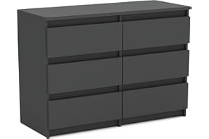MRBLS_HOME MRBLS Kommode mit 6 Schubladen Sideboard Schubladenschrank Kleiderschrank Modern Möbel mit Schubladen für Ihr Schlafzimmer (Grau Matt) – 100 x 71,5 x 33,5 cm (B/H/T)