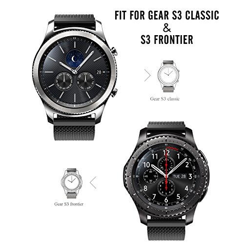 MoKo Samsung Gear S3 Frontier / Classic / Moto 360 2nd Gen 46mm Watch Armband – Edelstahl Milanese Magnet Uhr Band Strap Uhrenarmband Replacement für Samsung Gear S3 Classic Samrtwatch, Schwarz (Nicht für Gear S2 Classic) - 9
