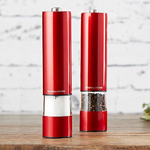 Andrew James – Elektrisches Salz- Und Pfeffermühlen Set Aus Edelstahl In Rot Metallic - 2