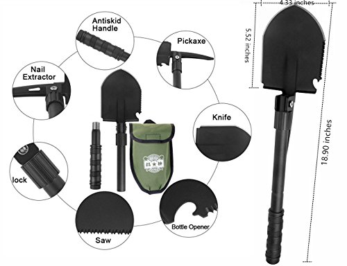 Preisvergleich Produktbild Militär BW Klappspaten, Multifunktionale Schaufel Notfall und Survivel Stahl Spaten mit Nylon Tragetasche Hochwertiger Carbon Stahl Militär Schaufel