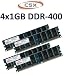 Produktbild CSX-Memory: 4GB Dual Channel Kit 4 x 1 GB 184 pin DDR-400 (400Mhz, PC-3200, CL3) NON ECC, unbuffered für DDR1 Mainboards - 100% kompatibel zu 333Mhz PC-2700 und 266Mhz PC-2100