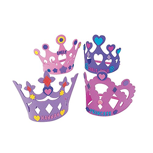 12 x Kronen aus Moosgummi zum Basteln Mädchen Prinzessin Party Geburtstag Buchstaben Bastelset DIY
