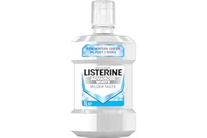 Listerine Advanced White Milder Taste (Zero Alcohol) Mouthwash (1000ml), Fluoride Mouthwash to Whiten and Protect from New Stains While Remineralising and Strengthening Teeth