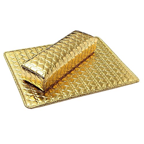 Sanwood Gold Tone Washable Nail Art Cushion Pillow Pad Hand Care Rest Manicure Tools