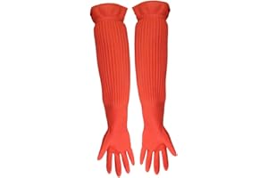 POPETPOP Aquarium Gloves Aquarium Cleaning Tools Waterproof Free Size Long Rubber Gloves Keep Hands and Arms Dry Prevents Dirt Allergies