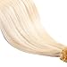 100S Strands 18" 20" 22" Pre Bonded Human Hair Extensions Set Keratin U Tip Nail Remy Hair Long Silky Straight for Women Beauty, 22"-50g, 613# Bleach Blonde
