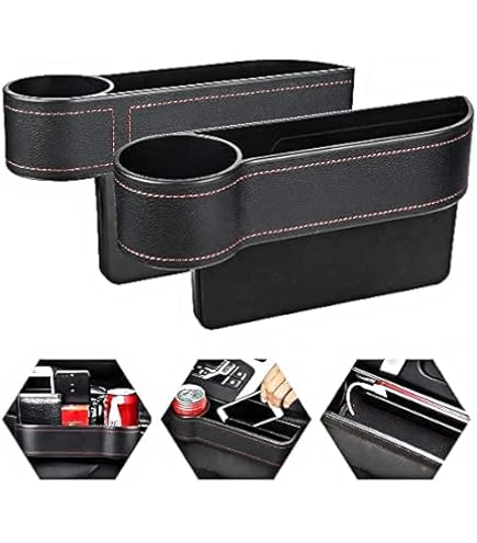 Auto Sitz Organizer - PU Leder Lückenfüller Mit Getränkehalter Für Vordersitz