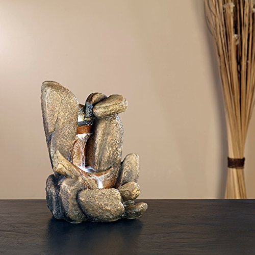 infactory Beleuchteter Zimmerbrunnen „Bergquelle“ mit LED und Pumpe - 2